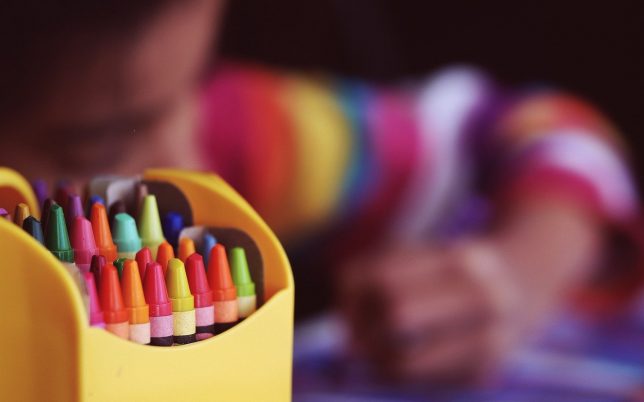 crayons, coloring, child